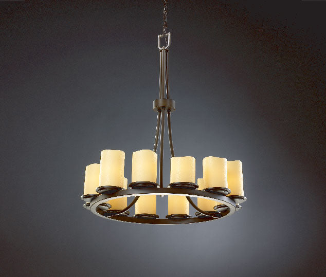 Justice Designs CNDL-8763-14-AMBR-DBRZ 12 Light Chandelier, Dark Bronze