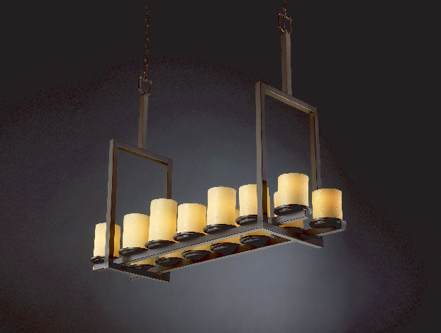 Justice Designs CNDL-8764-10-AMBR-DBRZ 14 Light Chandelier, Dark Bronze