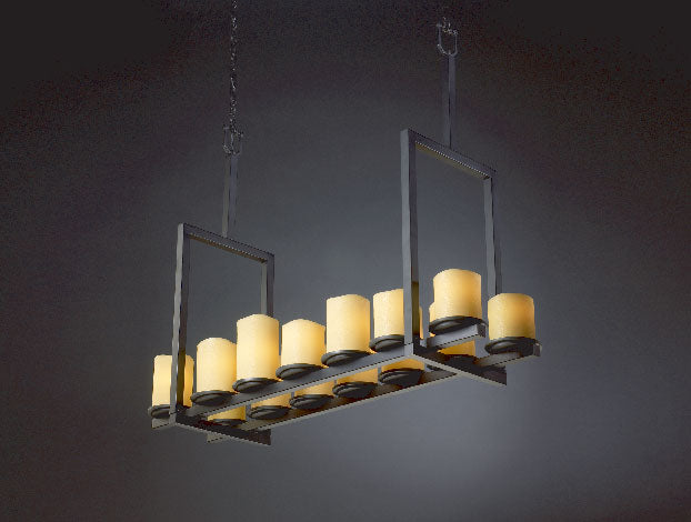 Justice Designs CNDL-8764-14-AMBR-MBLK 14 Light Chandelier, Matte Black