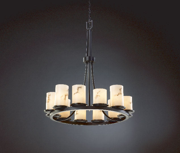 Justice Designs FAL-8763-10-MBLK 12 Light Chandelier, Matte Black