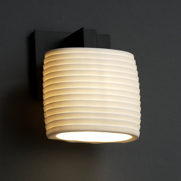 Justice Designs POR-8931-30-SAWT-MBLK One Light Wall Sconce, Matte Black