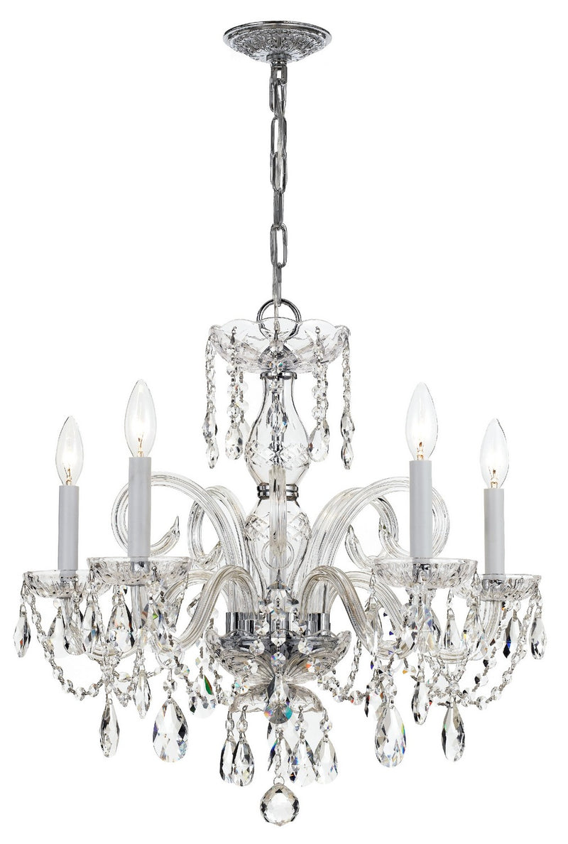 Crystorama 1005-CH-CL-S Five Light Chandelier, Polished Chrome