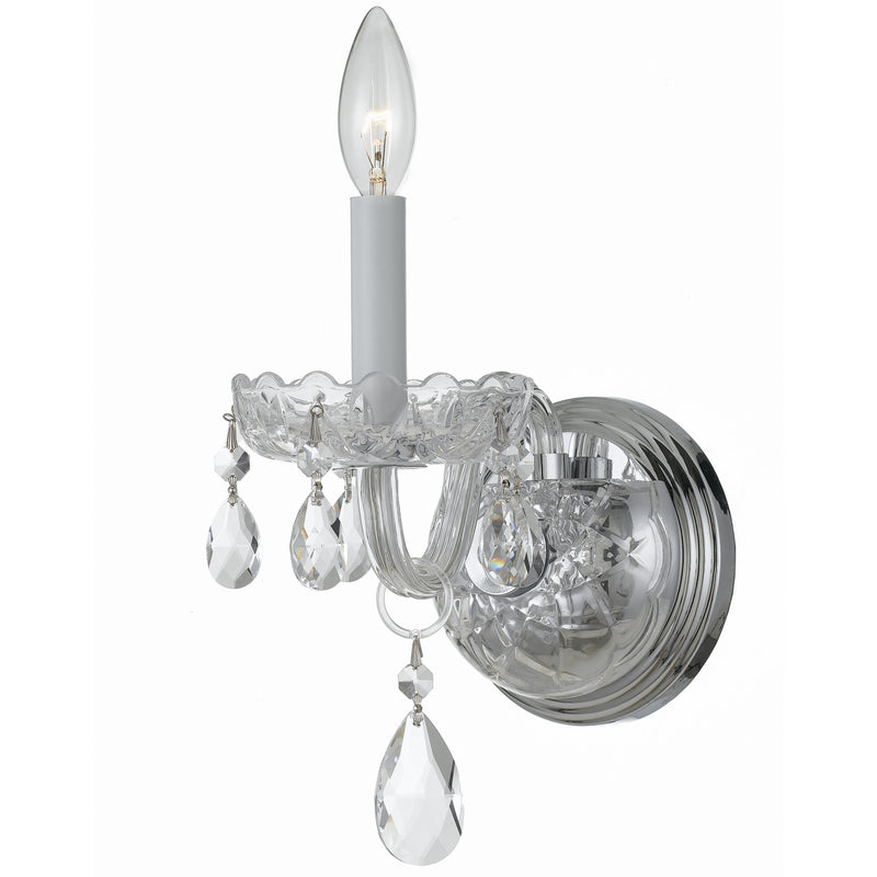 Crystorama 1031-CH-CL-S One Light Wall Sconce, Polished Chrome