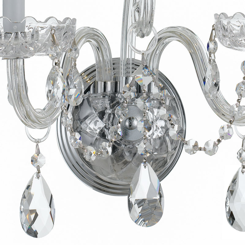 Crystorama 1032-CH-CL-S Two Light Wall Sconce, Polished Chrome