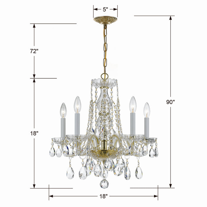 Crystorama 1061-PB-CL-S Five Light Mini Chandelier, Polished Brass