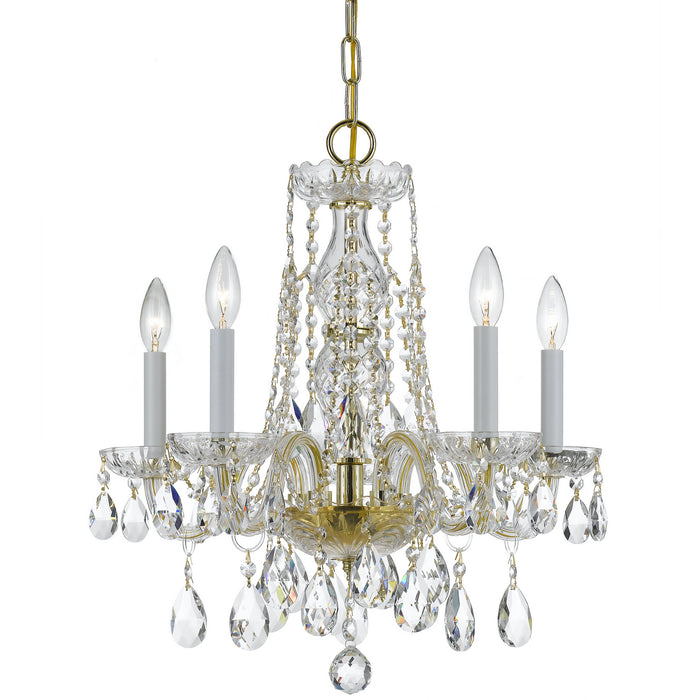 Crystorama 1061-PB-CL-S Five Light Mini Chandelier, Polished Brass