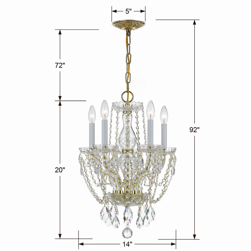 Crystorama 1129-PB-CL-MWP Five Light Mini Chandelier, Polished Brass