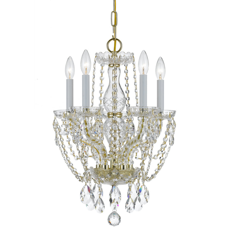 Crystorama 1129-PB-CL-MWP Five Light Mini Chandelier, Polished Brass