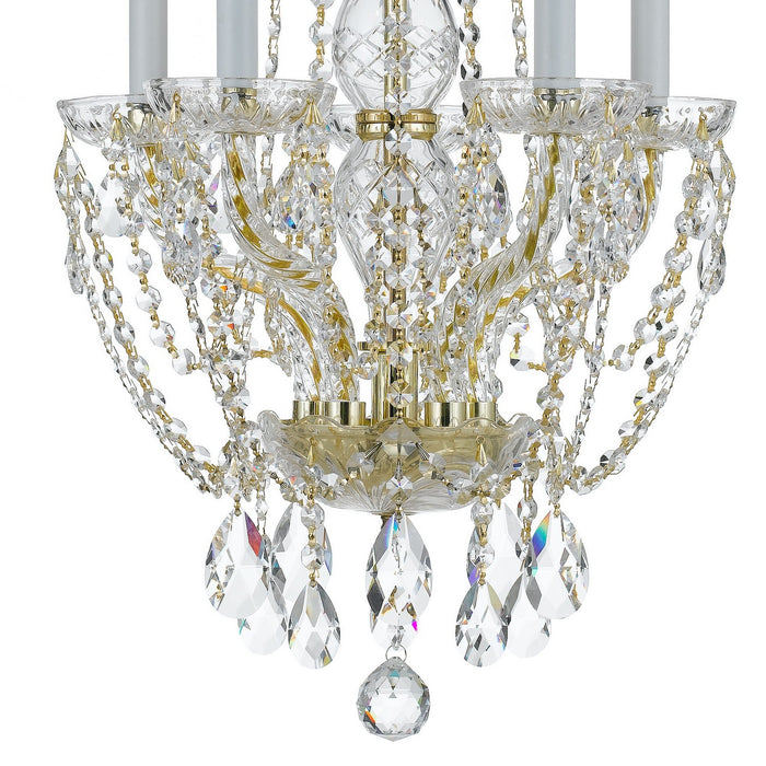 Crystorama 1129-PB-CL-SAQ Five Light Mini Chandelier, Polished Brass