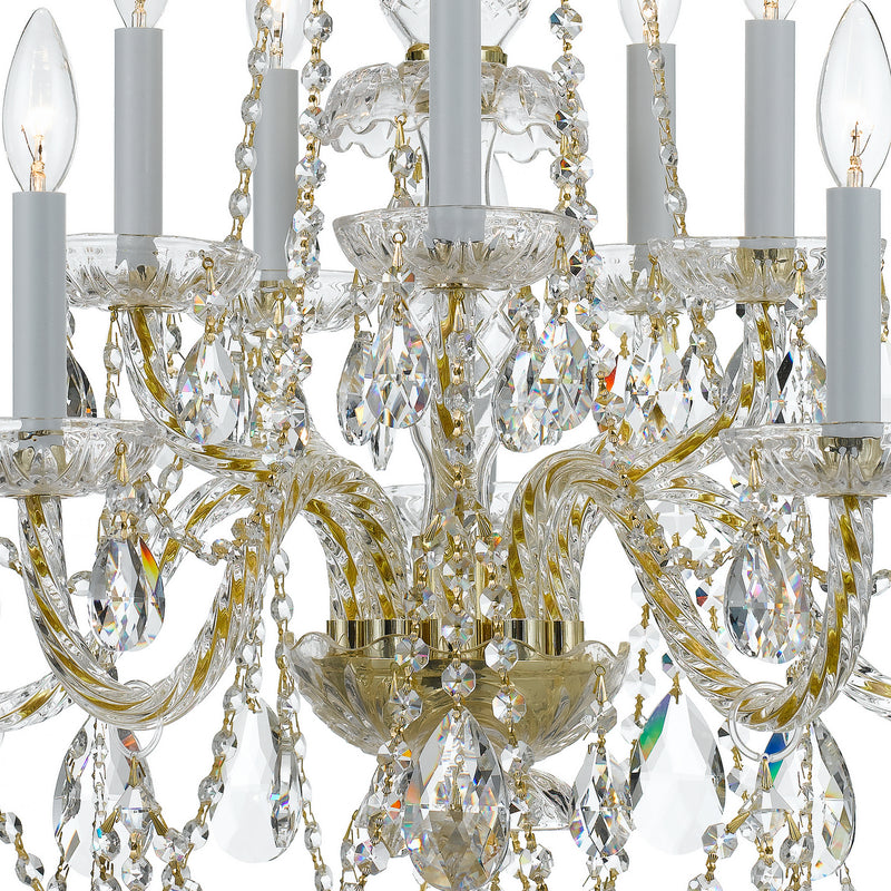 Crystorama 1130-PB-CL-S Ten Light Chandelier, Polished Brass