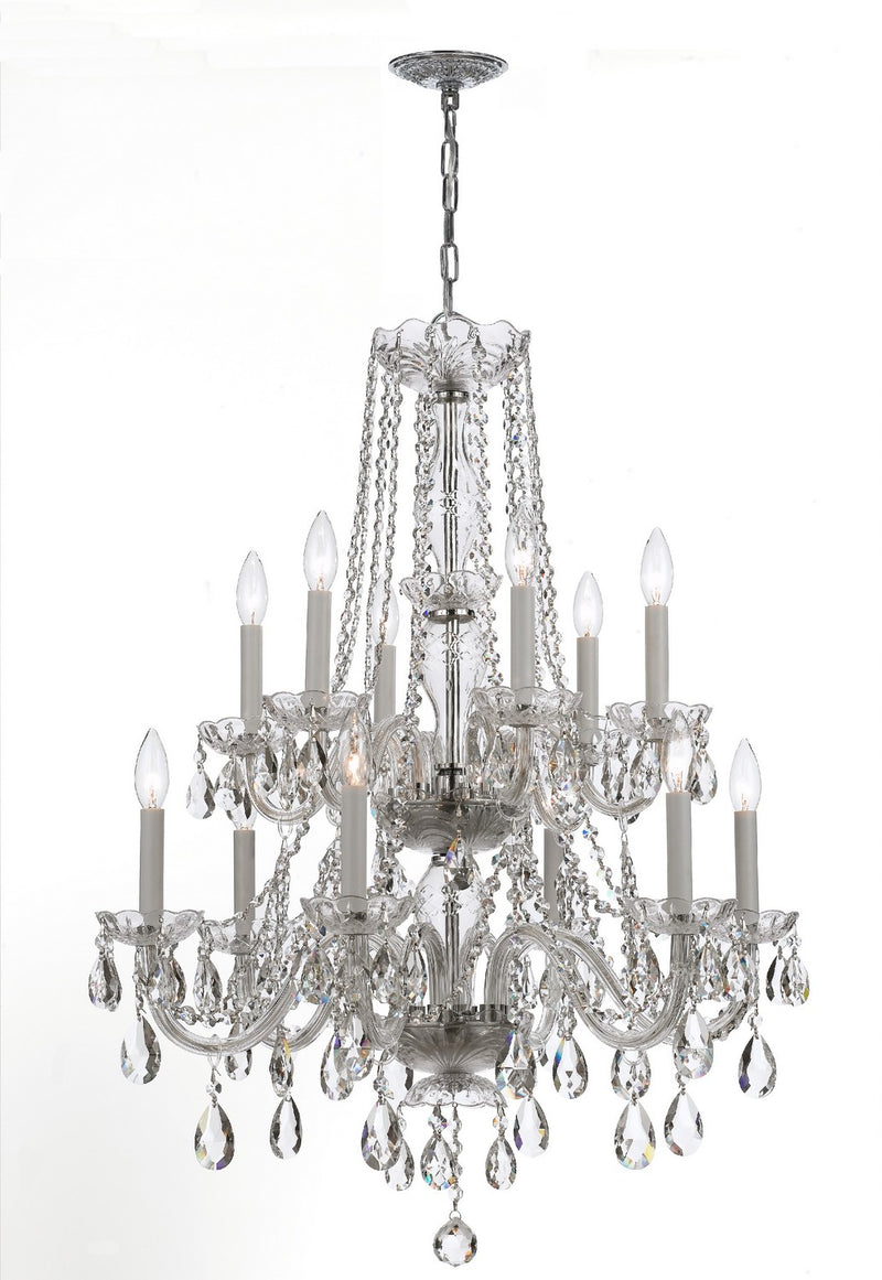 Crystorama 1137-CH-CL-S 12 Light Chandelier, Polished Chrome