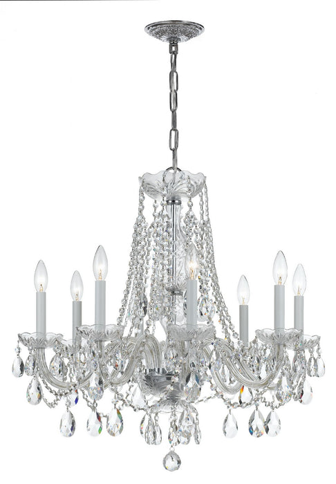 Crystorama 1138-CH-CL-SAQ Eight Light Chandelier, Polished Chrome