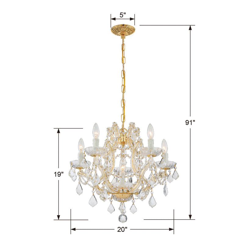 Crystorama 4405-GD-CL-S Six Light Mini Chandelier, Gold