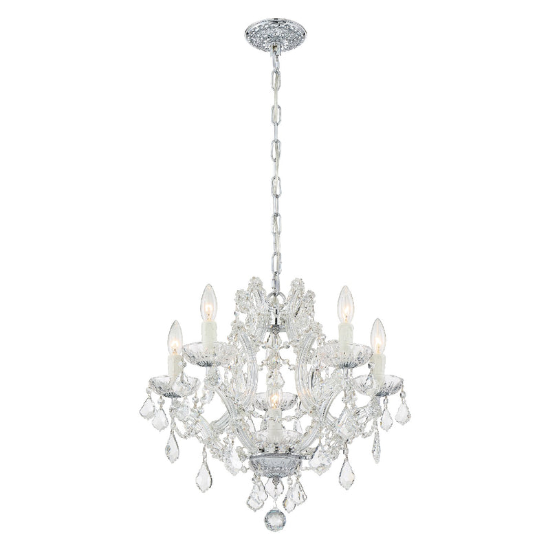Crystorama 4405-CH-CL-SAQ Six Light Mini Chandelier, Polished Chrome