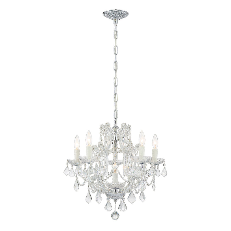 Crystorama 4405-CH-CL-SAQ Six Light Mini Chandelier, Polished Chrome