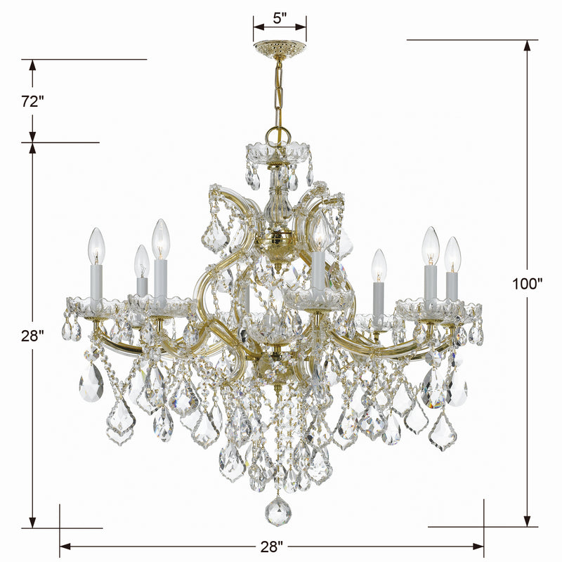 Crystorama 4409-GD-CL-S Nine Light Chandelier, Gold