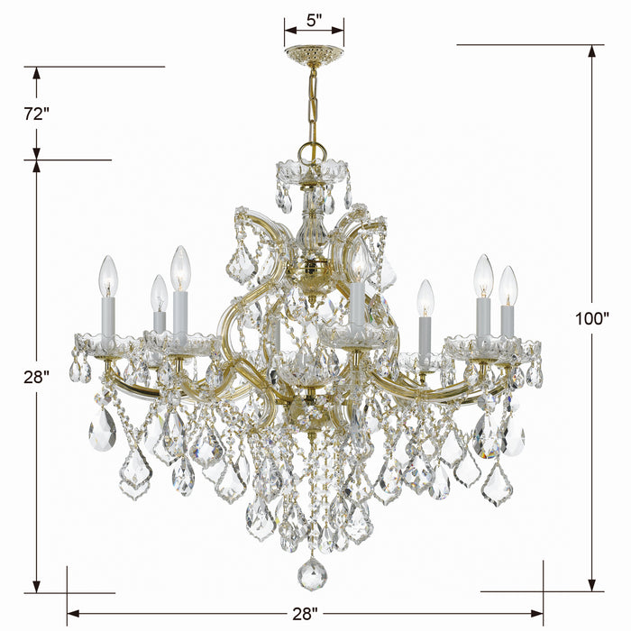Crystorama 4409-GD-CL-S Nine Light Chandelier, Gold