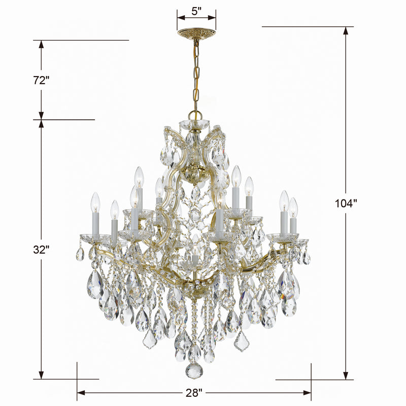 Crystorama 4413-GD-CL-SAQ 13 Light Chandelier, Gold
