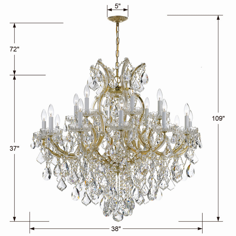 Crystorama 4418-GD-CL-SAQ 19 Light Chandelier, Gold