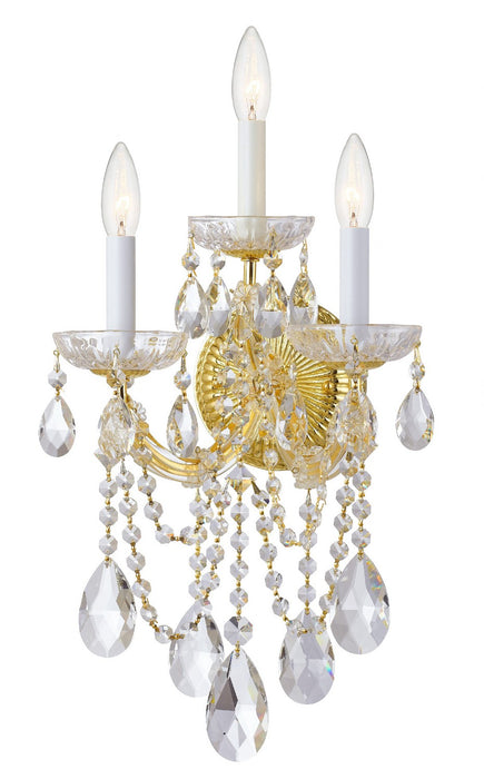 Crystorama 4423-GD-CL-SAQ Three Light Wall Sconce, Gold