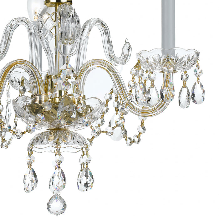 Crystorama 5044-PB-CL-SAQ Three Light Mini Chandelier, Polished Brass