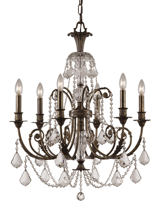 Crystorama 5116-EB-CL-SAQ Six Light Chandelier, English Bronze