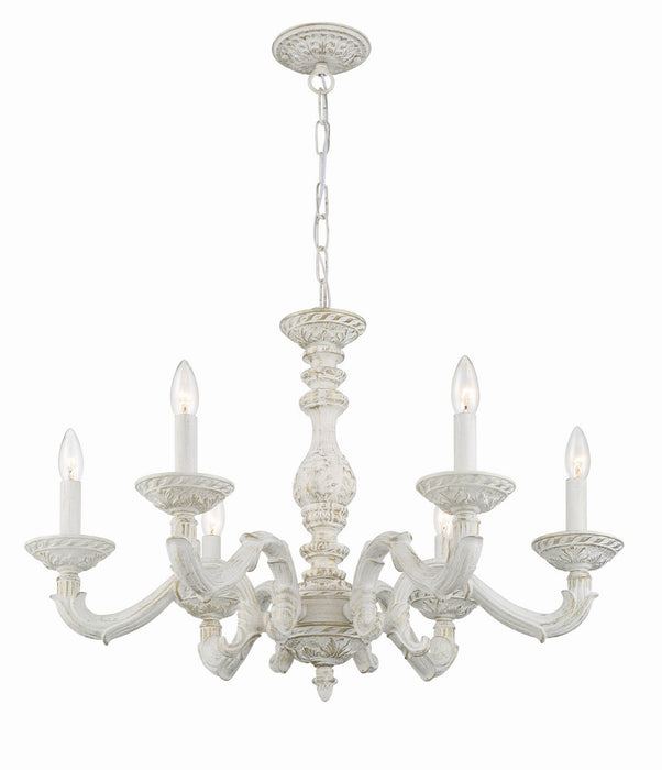 Crystorama 5126-AW Six Light Chandelier, Antique White