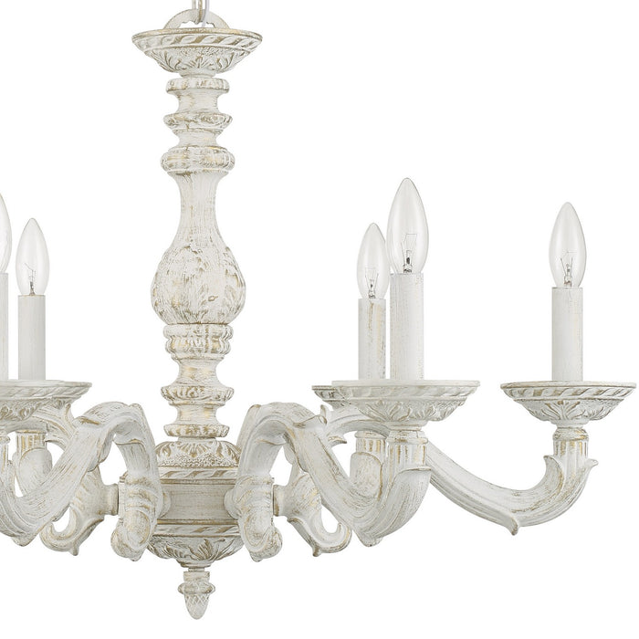Crystorama 5126-AW Six Light Chandelier, Antique White