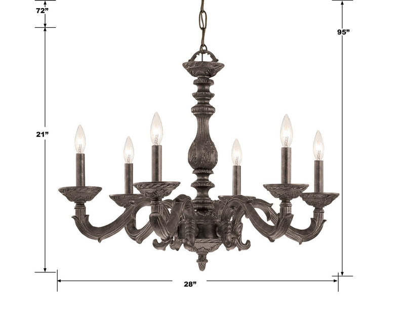 Crystorama 5126-VB Six Light Chandelier, Venetian Bronze