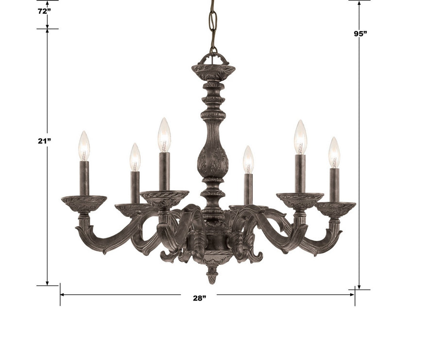 Crystorama 5126-VB Six Light Chandelier, Venetian Bronze