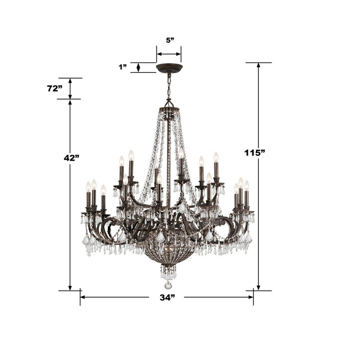 Crystorama 5169-EB-CL-MWP 23 Light Chandelier, English Bronze