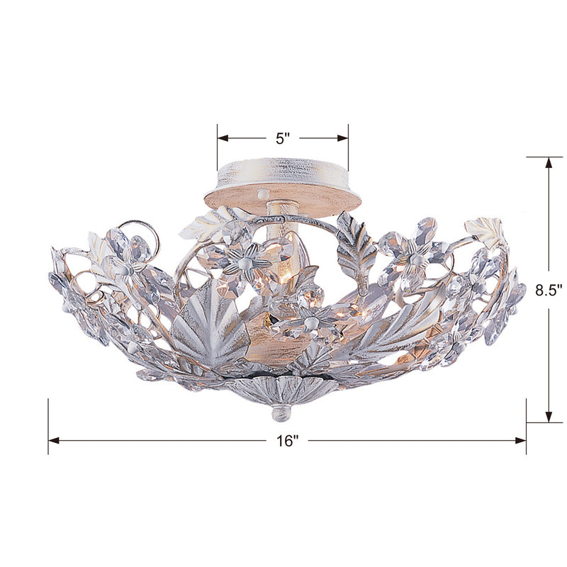 Crystorama 5316-AW Six Light Semi Flush Mount, Antique White