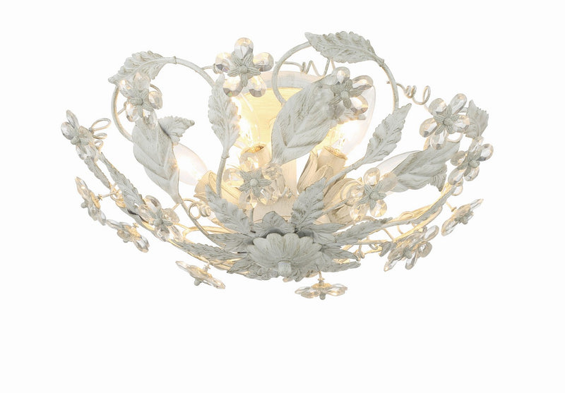 Crystorama 5316-AW Six Light Semi Flush Mount, Antique White
