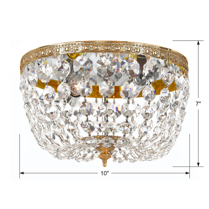 Crystorama 710-OB-CL-MWP Two Light Flush Mount, Olde Brass