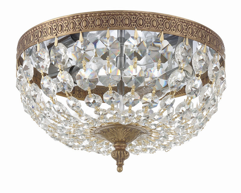 Crystorama 710-OB-CL-MWP Two Light Flush Mount, Olde Brass