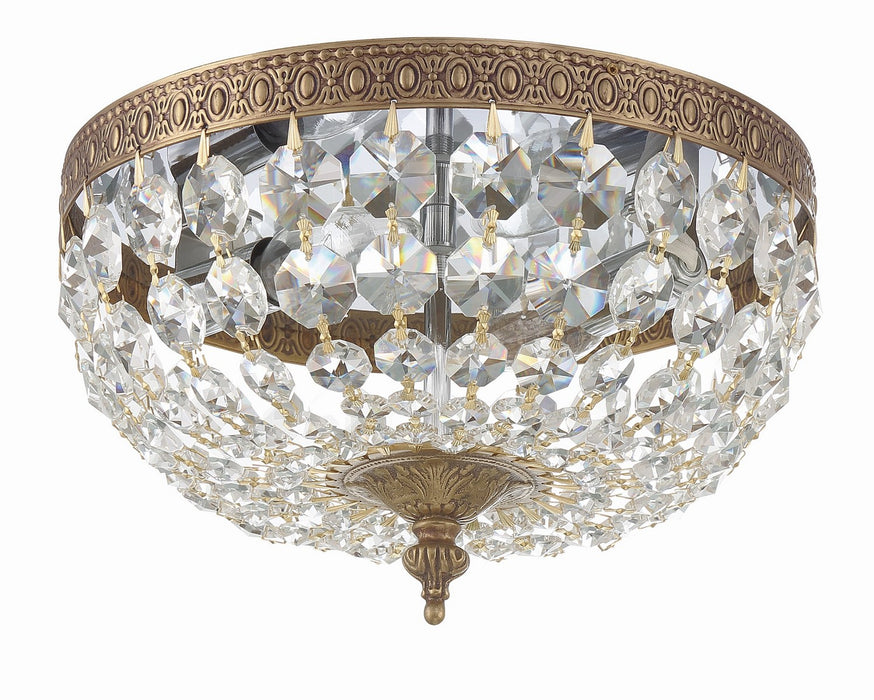 Crystorama 710-OB-CL-MWP Two Light Flush Mount, Olde Brass