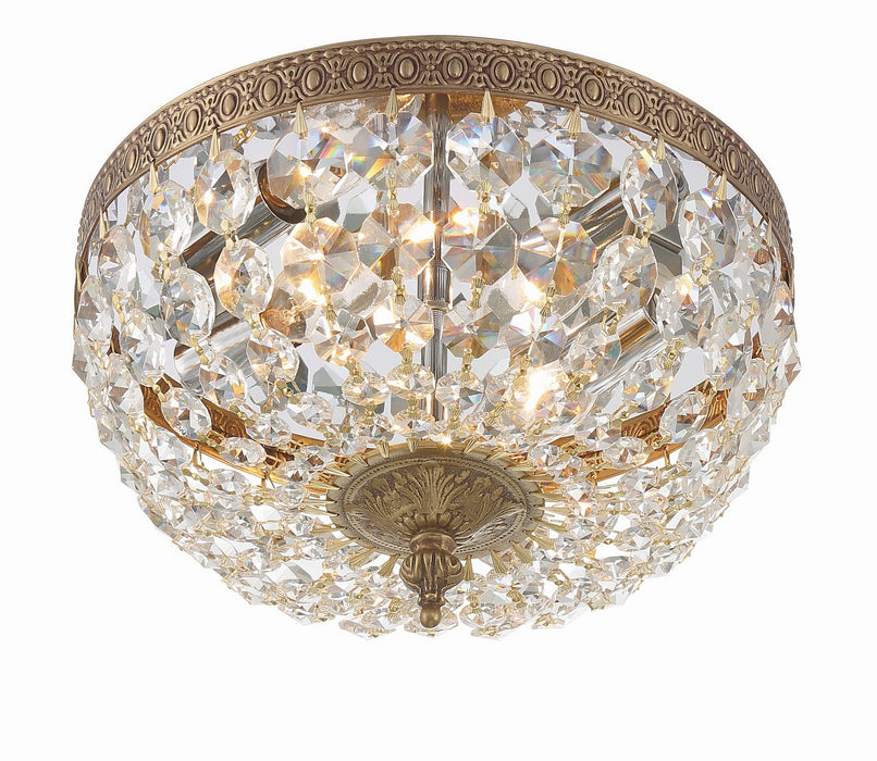 Crystorama 710-OB-CL-MWP Two Light Flush Mount, Olde Brass
