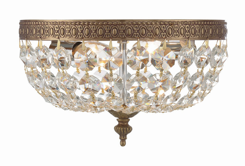 Crystorama 710-OB-CL-MWP Two Light Flush Mount, Olde Brass