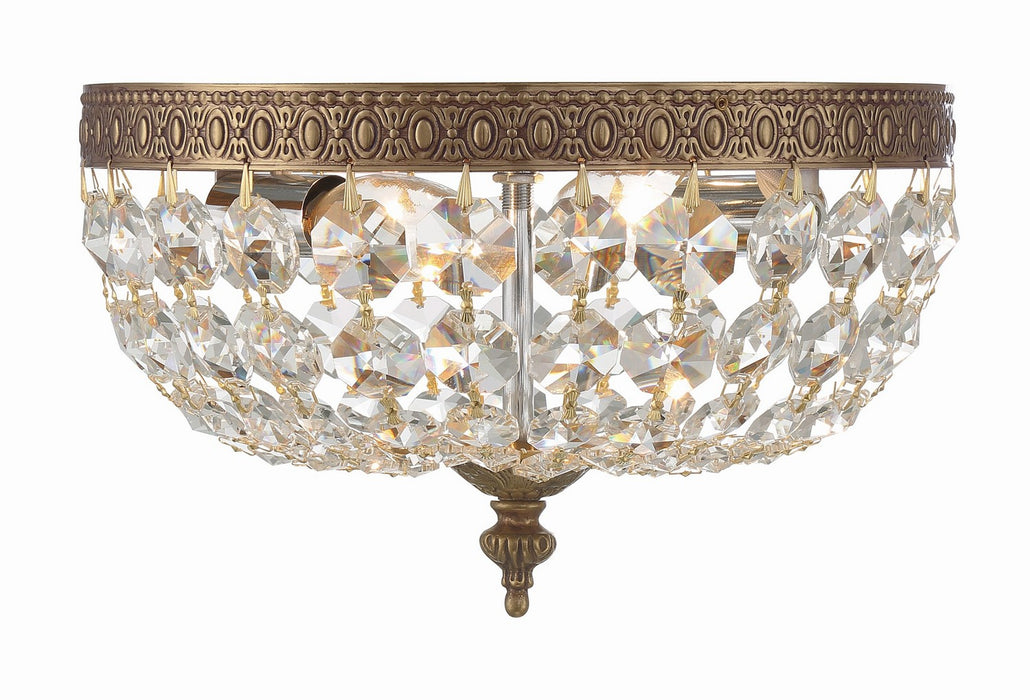Crystorama 710-OB-CL-MWP Two Light Flush Mount, Olde Brass