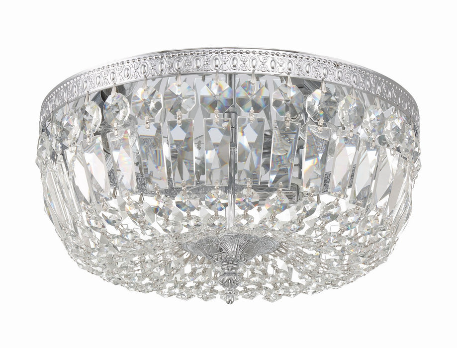 Crystorama 714-CH-CL-MWP Three Light Flush Mount, Polished Chrome