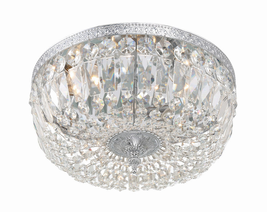 Crystorama 714-CH-CL-MWP Three Light Flush Mount, Polished Chrome