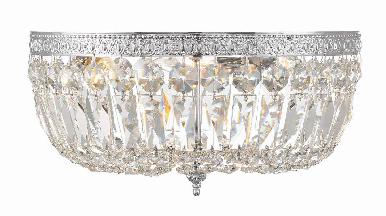 Crystorama 714-CH-CL-MWP Three Light Flush Mount, Polished Chrome