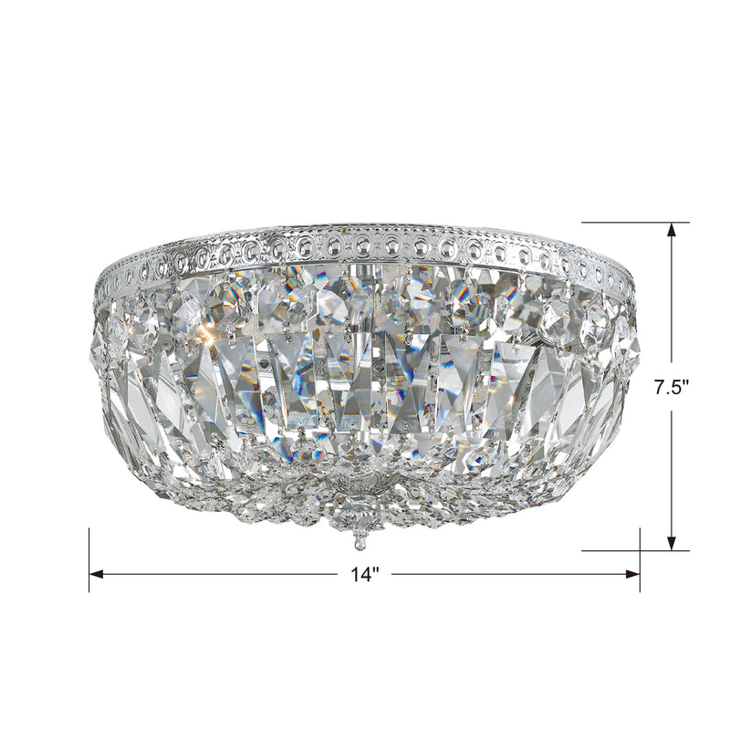 Crystorama 714-CH-CL-SAQ Three Light Flush Mount, Polished Chrome