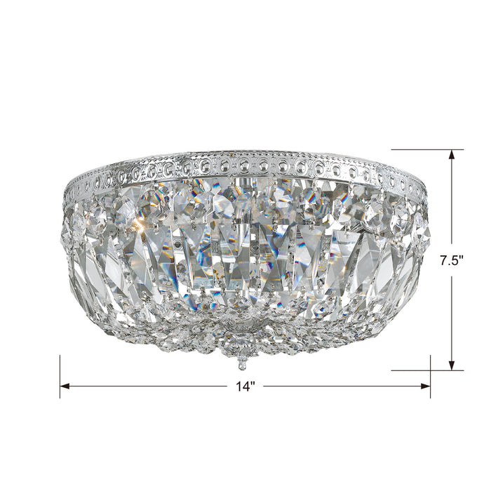 Crystorama 714-CH-CL-SAQ Three Light Flush Mount, Polished Chrome