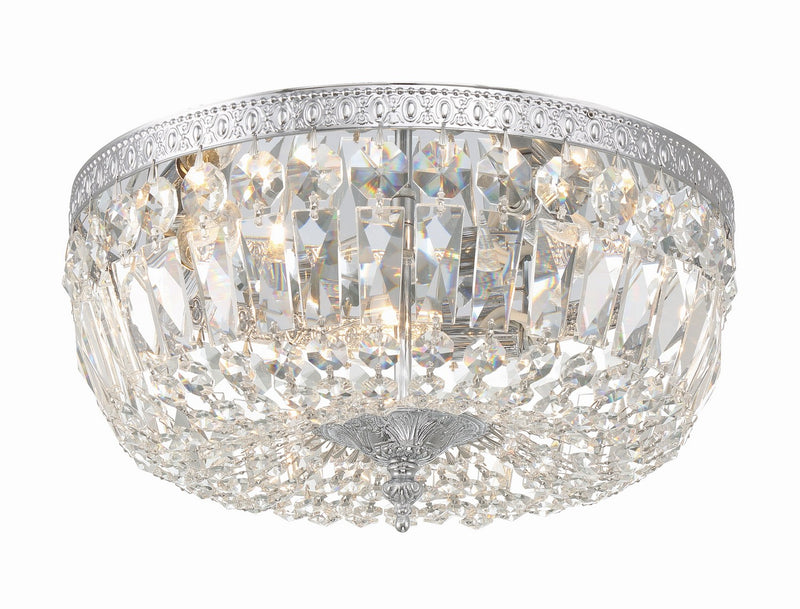 Crystorama 714-CH-CL-SAQ Three Light Flush Mount, Polished Chrome