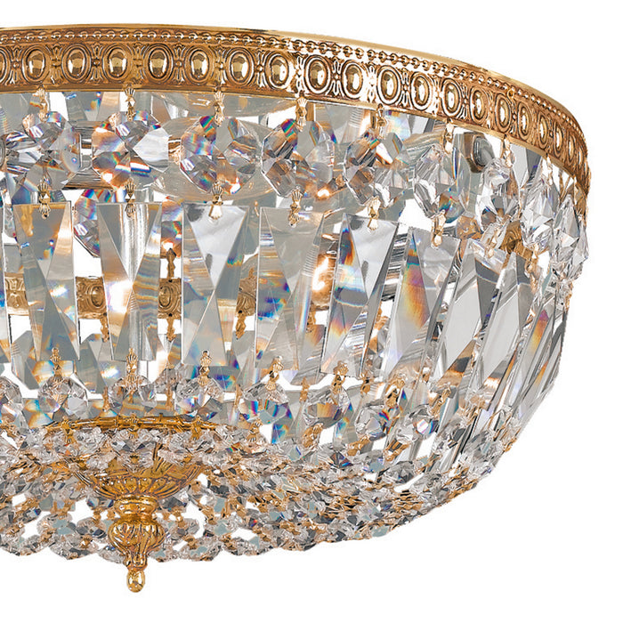 Crystorama 714-OB-CL-MWP Three Light Flush Mount, Olde Brass