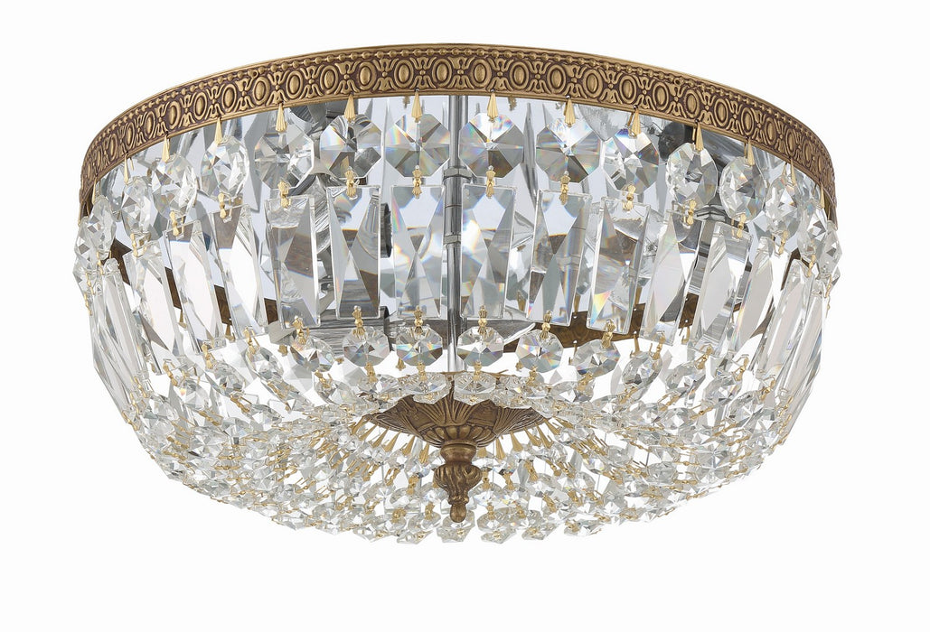 Crystorama 714-OB-CL-MWP Three Light Flush Mount, Olde Brass