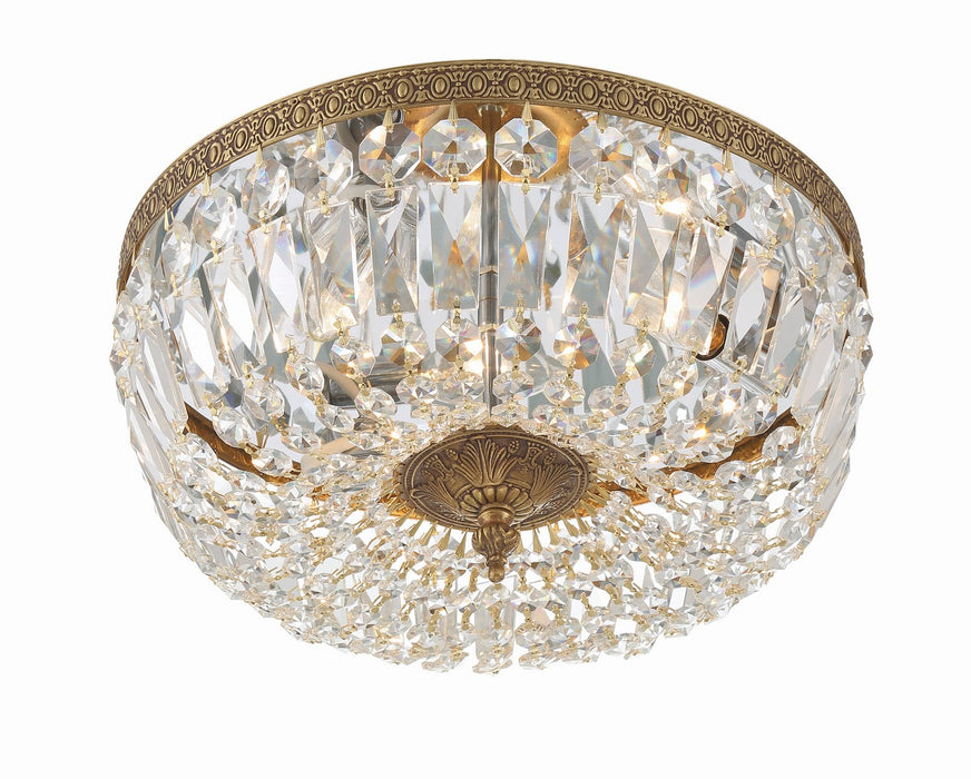 Crystorama 714-OB-CL-MWP Three Light Flush Mount, Olde Brass