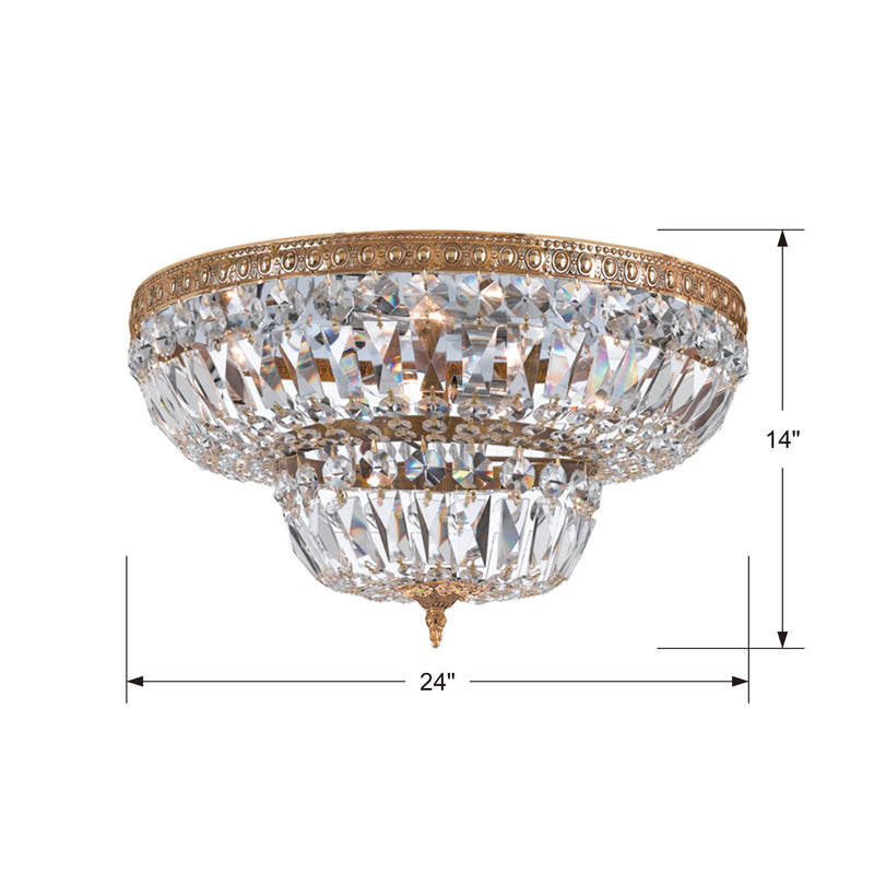 Crystorama 724-OB-CL-MWP Six Light Flush Mount, Olde Brass
