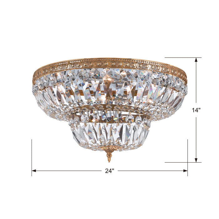 Crystorama 724-OB-CL-MWP Six Light Flush Mount, Olde Brass